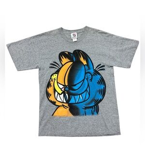 VINTAGE 90s Garfield Gray Graphic T-Shirt with Cartoon Garfield Comic Character